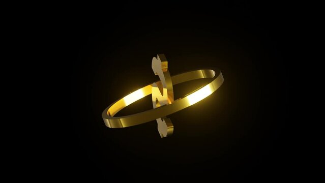3d render golden symbol of US currency Dollar on a dark background. Dynamic business motion graphic animated objects