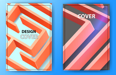 
Set of cover designs with abstract bright labyrinth