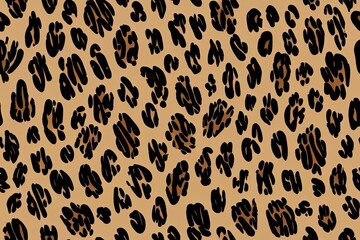 Fototapeta na wymiar 2d illustrated leopard pattern seamless background, classic print. The skin of a wild cat. Fashion