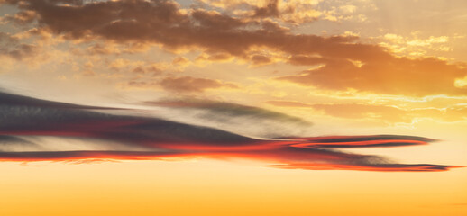 Beautiful sunset sky with clouds. Sunset sky background.