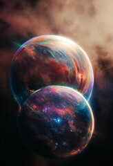 Obraz na płótnie Canvas Two universes collide together as sci-fi illustration