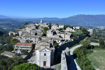 Fototapeta na wymiar Panoramic view of Civitavecchia di Arpino, a medieval village near Rome in Italy.