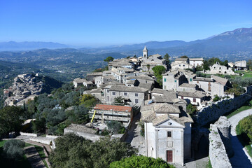 Fototapeta na wymiar Panoramic view of Civitavecchia di Arpino, a medieval village near Rome in Italy.