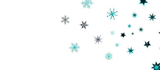 Snowflakes and bokeh lights on the blue Merry Christmas background. 3D render