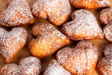 heart shaped donuts closeup