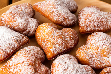 heart shaped donuts closeup