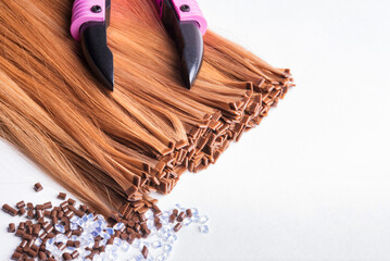 Hair capsulation, keratin capsules. Hot extension.