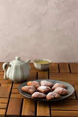 heart shaped donuts on wooden table