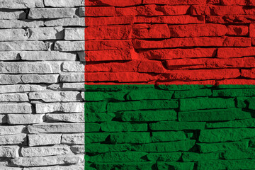 Madagascar flag on texture. Concept collage. 26 June Madagascar Independence Day Flag.