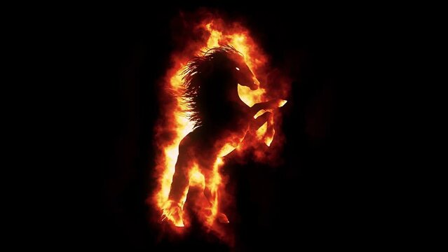 Fire Burning Horse Logo Looping Animation Graphic Element