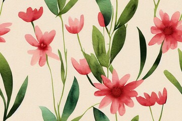 Obraz premium Cute feminine watercolor seamless pattern with wildflowers.