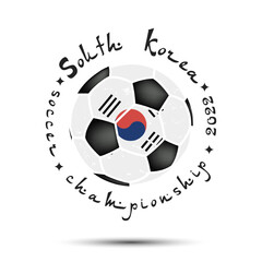 Soccer ball with South Korea national flag colors