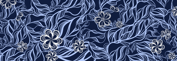 seamless pattern with leaves and floral