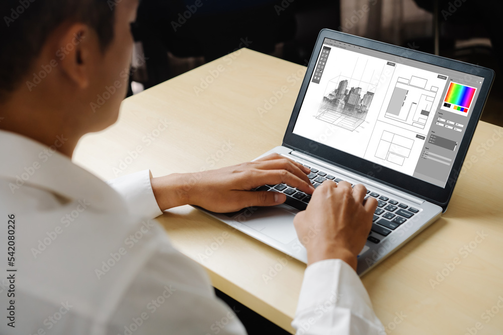 Poster architectural design modish software application for architect business and professional designer
