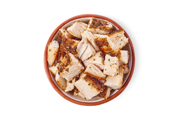 Roasted diced chicken breast in bowl