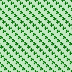 Green clover leaves seamless pattern. Minimal vector background. Clover sign symbol pattern. Vector illustration