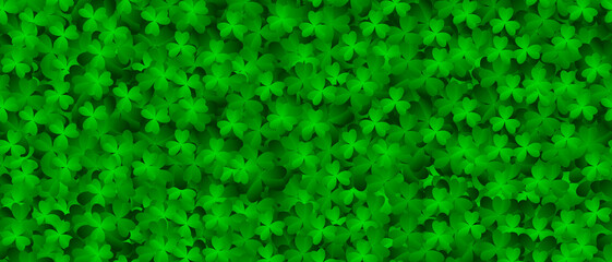 Clover leaves background. Background with green leaves. Nature background. Vector Illustration