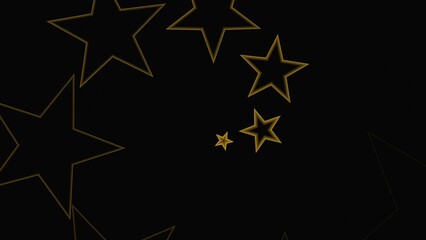 circle motion of some empty yellow stars on creative abstract background with 3D rendering illustration for geometrical star shapes concepts