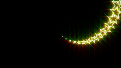 birth of glowing stars following each other on creative abstract background with 3D rendering illustration for glowing star shapes concepts