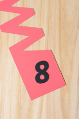 number eight on wood