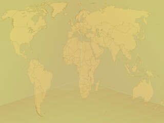 Fototapeta na wymiar world map on room background 