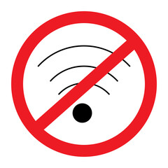 Silhouette image of Wi-Fi icon under the ban sign. Sticker. Icon. Isolate