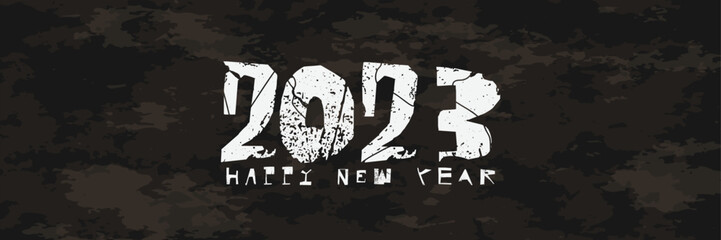 2023 new year illustration on dark background with rustic theme