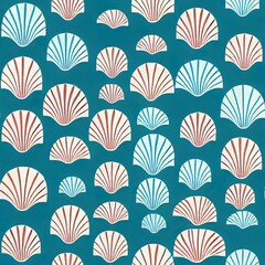 Fototapeta na wymiar Cute hand drawn sea shells seamless pattern, summer background, great for textiles, banners, wallpapers 2d illustrated design
