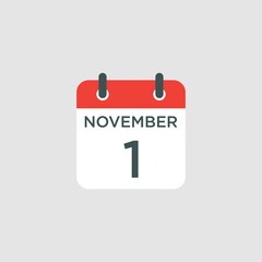 calendar - November 1 icon illustration isolated vector sign symbol