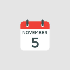 calendar - November 5 icon illustration isolated vector sign symbol