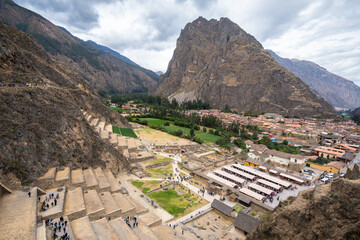 panoramic view of pisac inca valley, peru