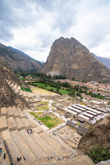 panoramic view of pisac inca valley, peru