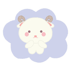 Cute dall sheep. Hand drawn vector illustration in crayon colored texture isolated on white background.