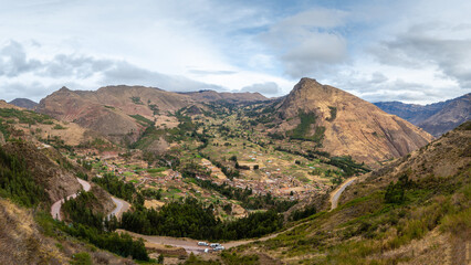 Fototapeta na wymiar panoramic view of pisac inca valley, peru