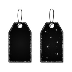 Black sale tags with silver glitters template set