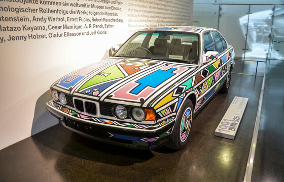 1991 The BMW 525i by Esther Mahlangu at the exhibition of the legendary models of cars and motorcycles in the BMW Museum in Munich, Germany