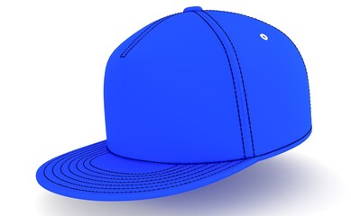 Images of blue baseball cap isolated on white background. 3d rendering.