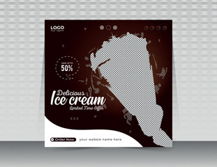 Delicious ice cream social media post banner  template Layout design for marketing on social media