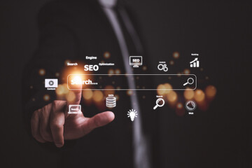 SEO. Search Engine optimization. Digital online marketing andInetrmet technology concept.