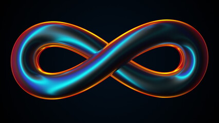 Infinity iridescent sign. Computer generated 3d render