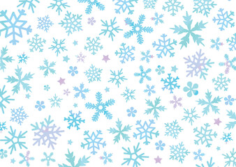 雪の結晶の背景素材　ブルー　背景透明