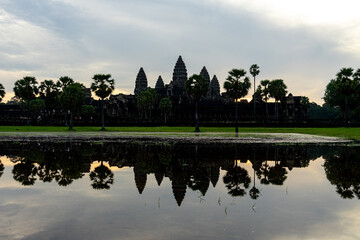 Fototapeta na wymiar Angkor Wat, built in the early 12th century by Suryavarman II as a temple in the former Khmer Empire.