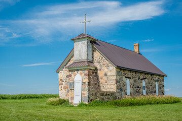 The Old Stone Church outside Abernethy, Saskatchewan, built in 1892 entirely of fieldstone 