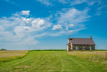 The Old Stone Church outside Abernethy, Saskatchewan, built in 1892 entirely of fieldstone 