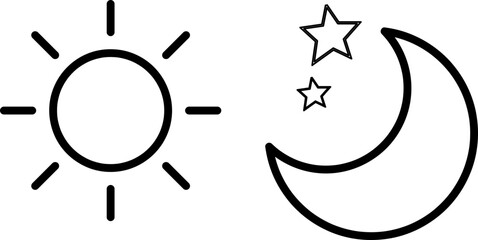 Sun and moon icon isolated on white background. Day and night..eps