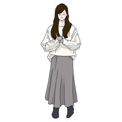 瞳を閉じて祈る女性（カラー）