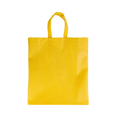 yellow eco cloth  shopping bags isolated on White Background with clipping path