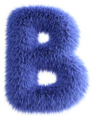 Blue 3D Fluffy Letter B
