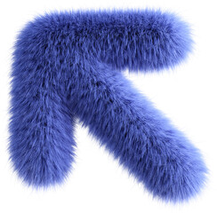 Blue 3D Fluffy Symbol Arrow Left Top. 3d render illustration isolated on transparent background