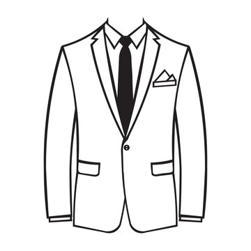 black and white suit jacket outline clip art preview